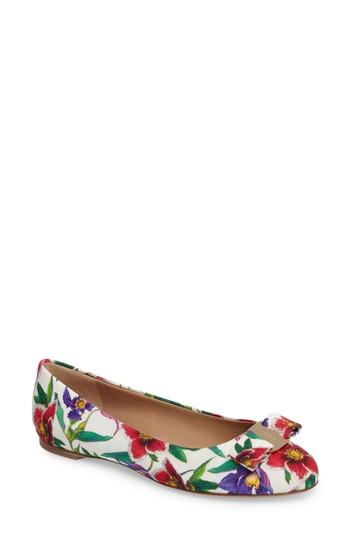 Women's Salvatore Ferragamo Varina Floral Flat .5 B - White