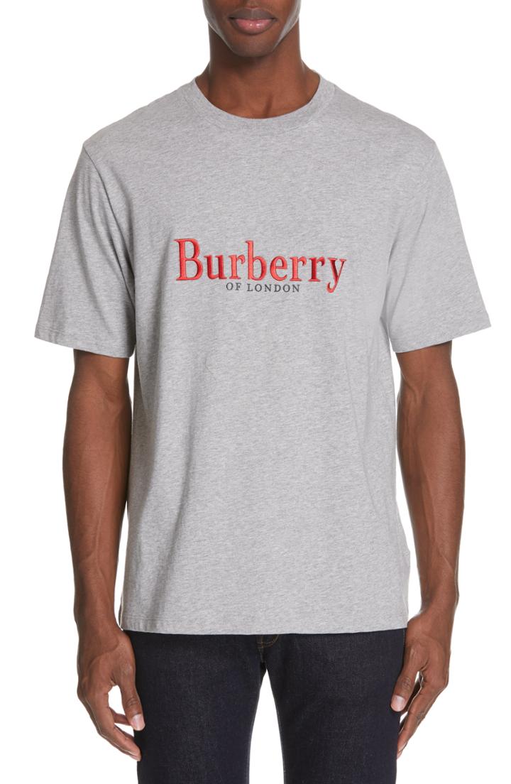 Men's Burberry Lopori Logo T-shirt - Grey