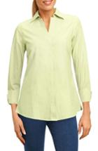 Petite Women's Foxcroft Fitted Non-iron Shirt P - Green