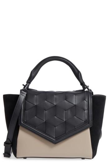 Welden Small Saunter Colorblocked Leather & Suede Top Handle Satchel - Black
