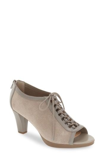 Women's Bella Vita 'lilo' Lace-up Peep Toe Bootie Ww - Grey