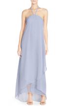 Women's Nouvelle Amsale 'dakota' High/low Chiffon Halter Gown - Blue