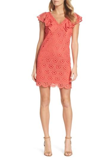 Women's Trina Trina Turk Neriah Eyelet Embroidered Dress - Coral