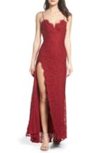 Women's Fame & Partners Everett Lace Gown - Burgundy
