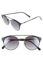 Women's D'blanc X Amuse Society Dosed Marquis 52mm Gradient Round Aviator Sunglasses - Amuse Black Snake/ Grey