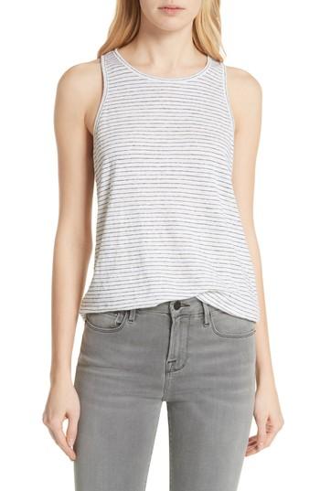 Women's Frame Linen Ringer Tank - White