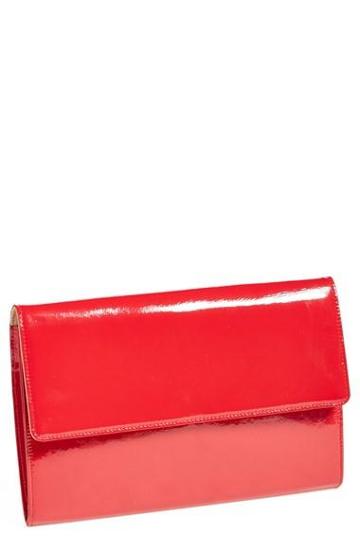 Halogen Patent Leather Clutch Red Lipstick