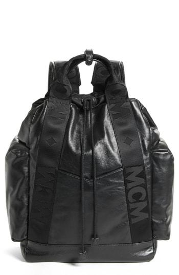 Men's Mcm Stadt Leather Backpack - Black