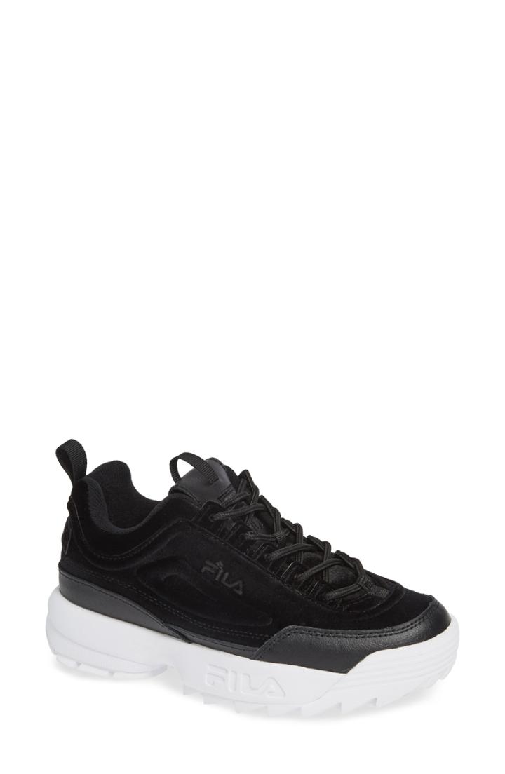 Women's Fila Disruptor Ii Premium Velour Sneaker M - Black