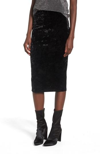 Women's Leigh High Waist Velour Pencil Skirt