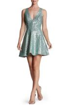 Women's Dress The Population 'carrie' Sequin Fit & Flare Minidress - Blue