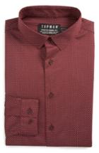 Men's Topman Dot Dress Shirt - Burgundy