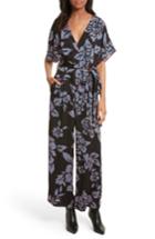 Women's Diane Von Furstenberg Tie Front Print Jumpsuit - Black