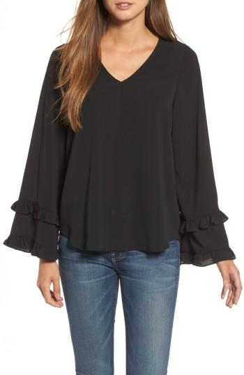 Women's Pleione Ruffle Bell Sleeve Top - Black
