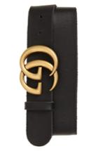 Women's Gucci Logo Leather Belt - Black