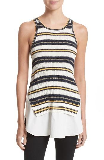 Women's Derek Lam 10 Crosby Layered Hem Cotton Tank - Blue