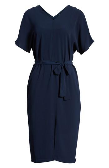 Petite Women's Bobeau Stretch Crepe Dress P - Blue