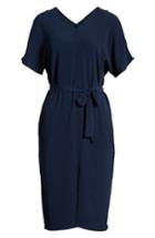 Petite Women's Bobeau Stretch Crepe Dress P - Blue