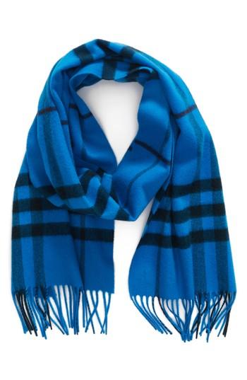 Women's Burberry Overdyed Giant Check Cashmere Scarf, Size - Blue