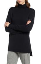 Women's Halogen Turtleneck Wool Blend Tunic Sweater - Black