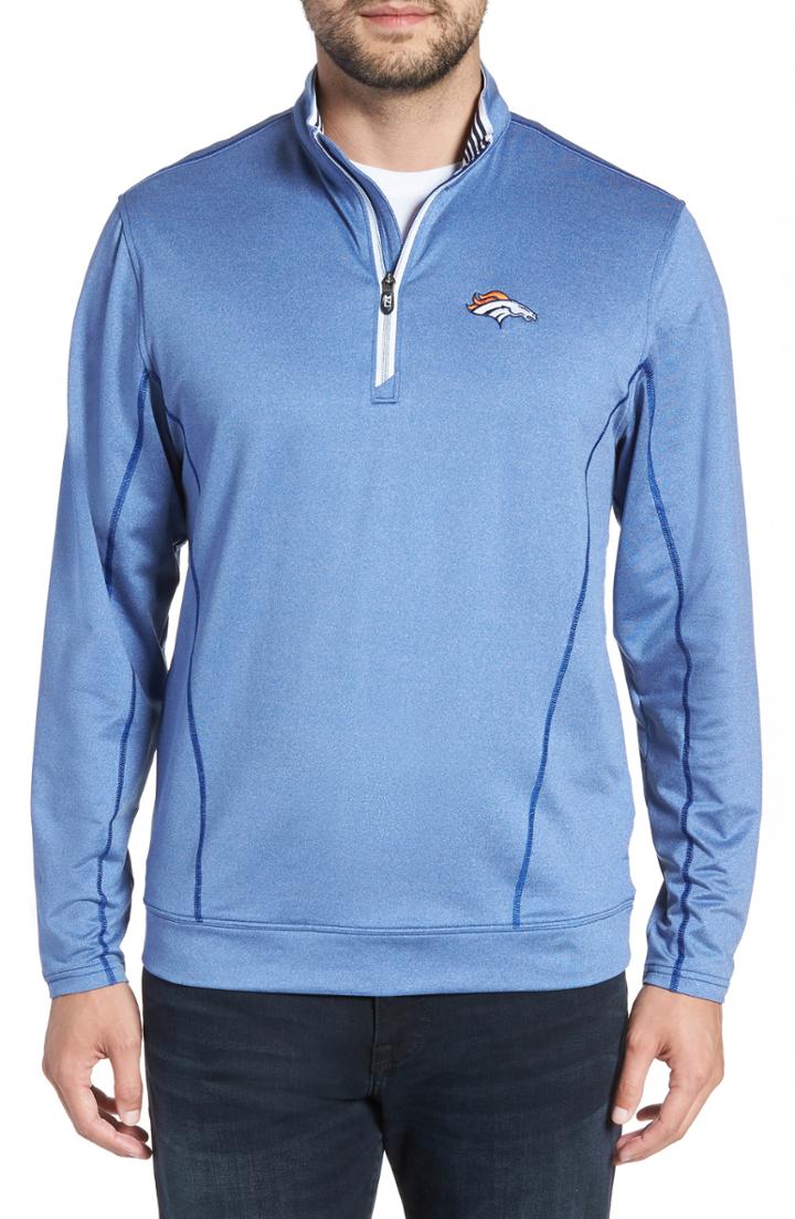 Men's Cutter & Buck Endurance Denver Broncos Fit Pullover, Size Medium - Blue
