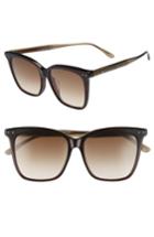 Women's Bottega Veneta 54mm Square Sunglasses - Avana Brown