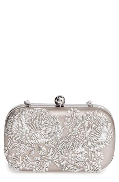 La Regale Floral Metallic Embroidered Clutch -