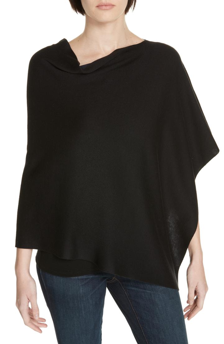 Women's Eileen Fisher Reversible Poncho, Size - Black