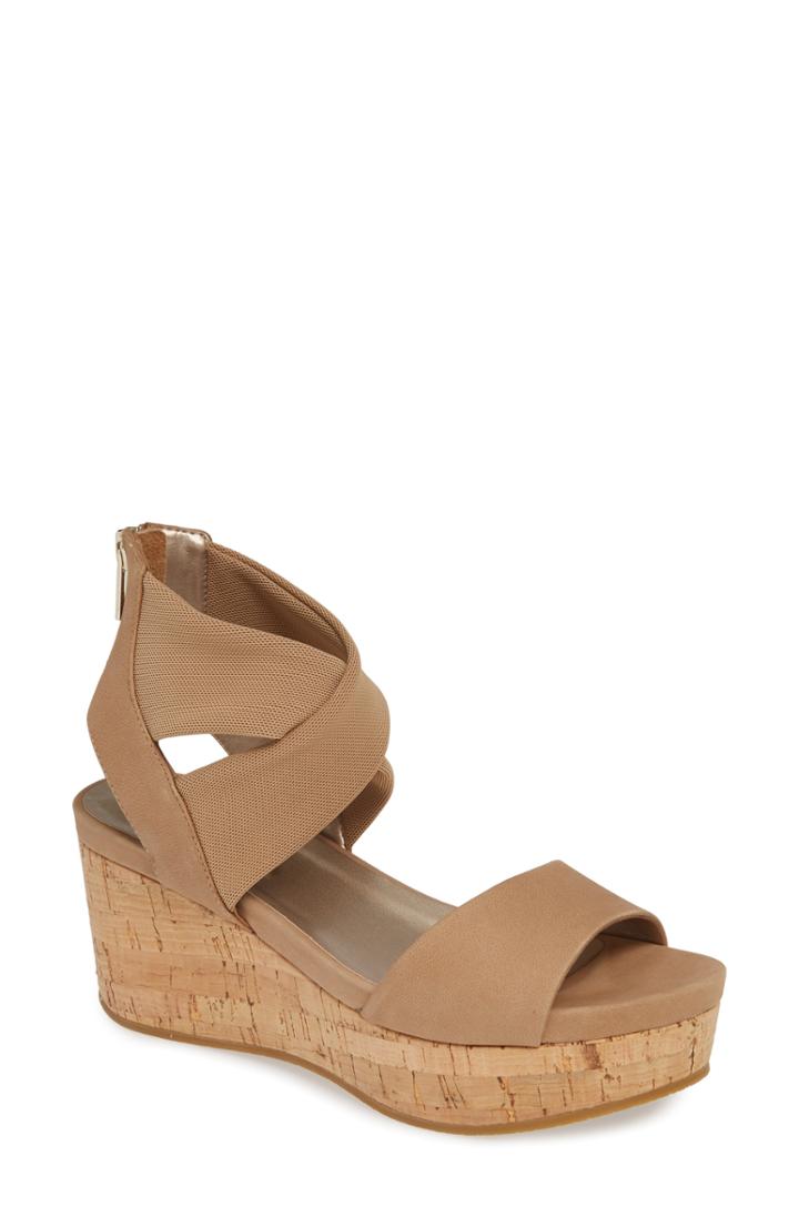 Women's Pelle Moda Lilo Platform Wedge Sandal .5 M - Beige
