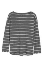 Women's Eileen Fisher Stripe Organic Cotton Top, Size - Grey