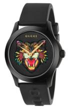 Men's Gucci Angry Cat Rubber Strap Watch, 38mm