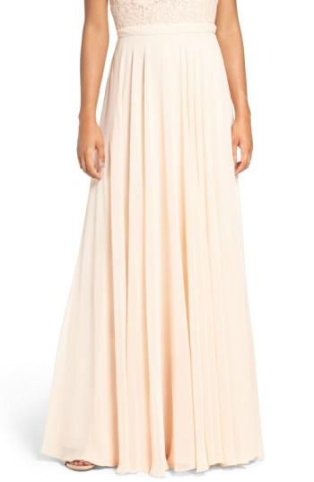 Women's Jenny Yoo 'hampton' Long A-line Chiffon Skirt - Pink