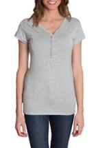 Women's Udderly Hot Mama 'blissful' Nursing Henley Tee - Grey