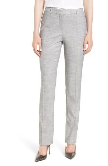Women's Boss Titana Mini Glencheck Straight Leg Suit Pants - White