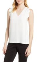 Women's Cece Scallop Edge Top, Size - White