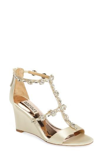 Women's Badgley Mischka Tabby Embellished Wedge Sandal M - Ivory