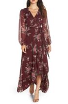 Women's Wayf Meryl Long Sleeve Wrap Maxi Dress - Burgundy