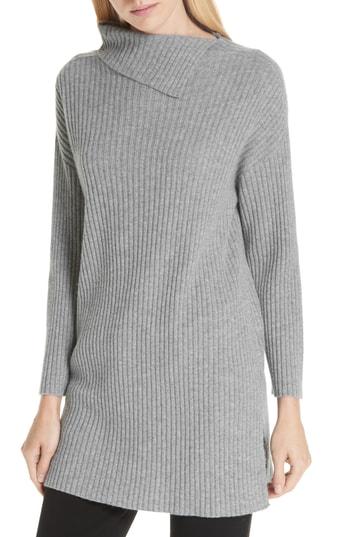 Women's Eileen Fisher Ribbed Cashmere Tunic, Size - Grey