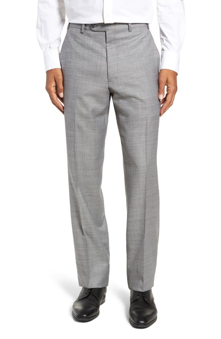 Men's John W. Nordstrom Traditional Fit Flat Front Solid Wool Trousers