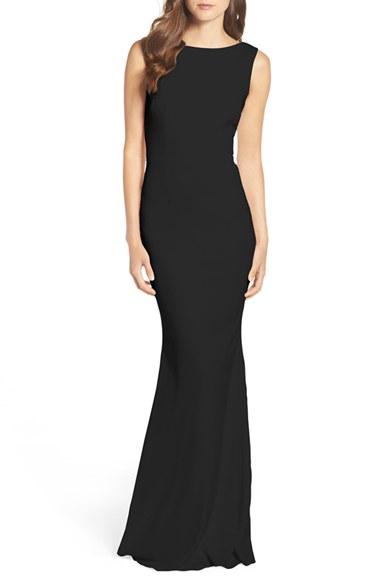 Women's Katie May Drape Back Crepe Gown - Black