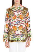 Women's Dolce & Gabbana Maiolica Print Cotton Top Us / 38 It - White