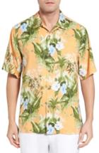 Men's Tommy Bahama Corfu Jungle Original Fit Print Silk Camp Shirt, Size - Orange