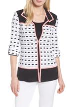 Women's Ming Wang Textured Colorblock Check Jacket - White