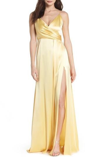 Women's Jill Jill Stuart Faux Wrap Satin Gown - White
