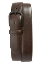 Men's Canali Saffiano Leather Belt - Dark Brown
