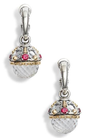 Women's Konstantino Pythia Round Drop Crystal Earrings