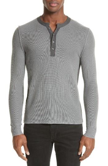 Men's Ovadia & Sons Zack Two-tone Waffle Knit Wool Henley - Grey