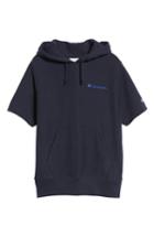 Men's Champion Reverse Weave Short Sleeve Hoodie, Size - Blue