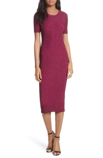 Women's Milly Stardust Rib Knit Sheath Dress, Size - Pink