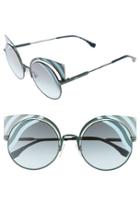 Women's Fendi Hypnoshine 53mm Cat Eye Sunglasses - Matte Blue/ Green